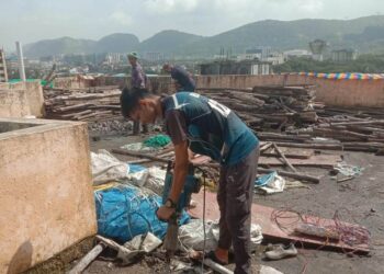 नवी मुंबई महापालिका अतिक्रमण विभागामार्फत ऐरोली विभागात तोडक कारवाई